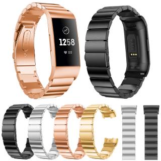 Fitbit Charge 3 4 สายสแตนเลส สําหรับ Fitbit Charge 3 สายรัดข้อมือสมาร์ทวอทช์ สายรัดข้อมือ สายรัดข้อมือ หัวเข็มขัดเชื่อมโยงแบน