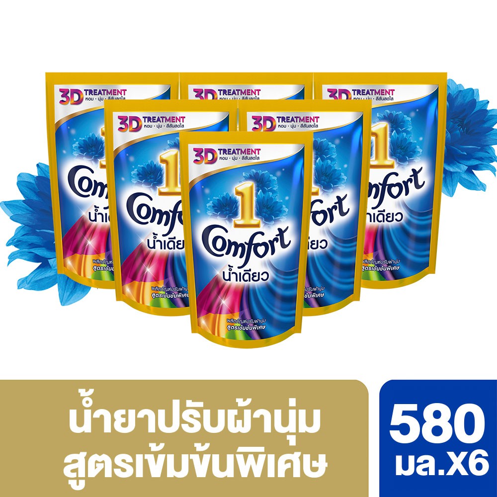 คอมฟอร์ท อัลตร้า น้ำเดียว น้ำยาปรับผ้านุ่ม สีฟ้า 580 มล. x6 Comfort UNILEVER