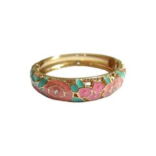 TANITTgems กำไลข้อมืองาน Enamel ฉลุลายดอกไม้ฝังเพชร