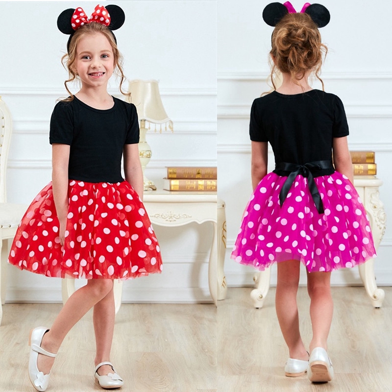 NNJXD ชุดเดรสกระโปรงสําหรับเด็กผู้หญิงลาย minnie mouse