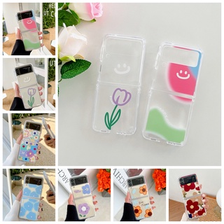 เคสโทรศัพท์มือถือ แบบใส ลายดอกไม้น่ารัก สไตล์เกาหลี สําหรับ Samsung Galaxy Z Flip 3 5G Z Flip3