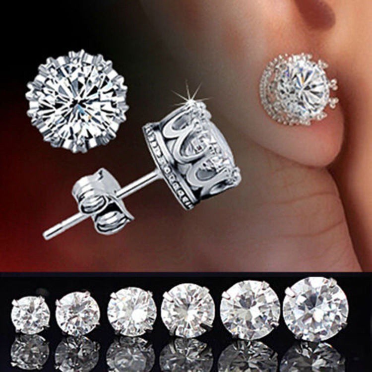 Fancyqube เครื่องประดับต่างหูมงกุฎคริสตัลสีเงิน - 0338 - Wt