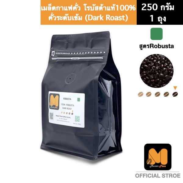 เมล็ดกาแฟคั่ว สูตร Robusta (250g)  ตรา มาสเตอร์พีซคอฟฟี่ masterpiececoffee เมล็ดโรบัสต้าแท้100%