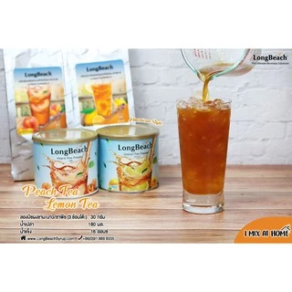 ลองบีชผงอเมริกัน ชาพีช แบบกระป๋อง ขนาด 400 กรัม LongBeach American Iced Tea - Peach Tea Can Size400g.