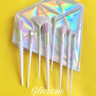 แปรงแต่งหน้า Unicorn 8ชิ้น (8 pcs. with unicorn diamond bag) **พร้อมกระเป๋า