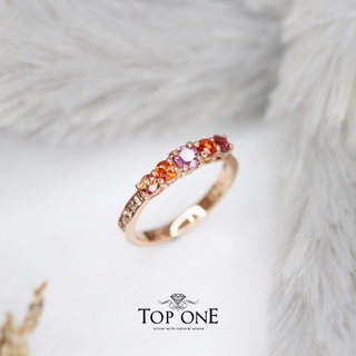 Top1Jewelry แหวนเงินแท้925 พลอย Purplish Pink Tourmaline Orange Sapphire แท้