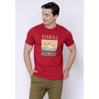 Skelly เสื้อยืดผู้ชายแขนสั้นสีน้ำตาลแดง THRILL SEEKER TEE MAROON