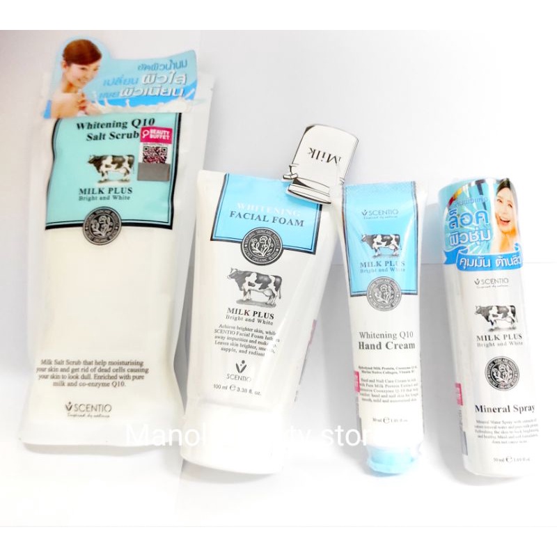 SCENTIO ของแท้ โฟมนม  Q10 milk foam Beauty Buffet MILK PLUS WHITENING Q10 ซีรีย์ มาสก์ ล้างหน้า Anti