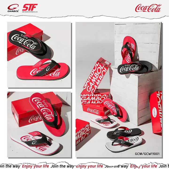DF GAMBOL Coca-Cola Collection รองเท้าแตะ รองเท้าลำลอง สำหรับผู้ชาย ผู้หญิง แบบสวม แบบหนีบ รุ่น GC11001 โดย STF FOOTWEAR