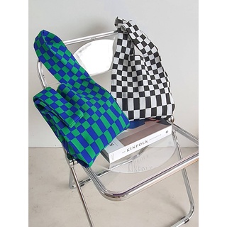 🏁 Checked Board Tote bag กระเป๋าผ้านิตติ้ง ลายตาหมากรุก มี 5 สี 🏁