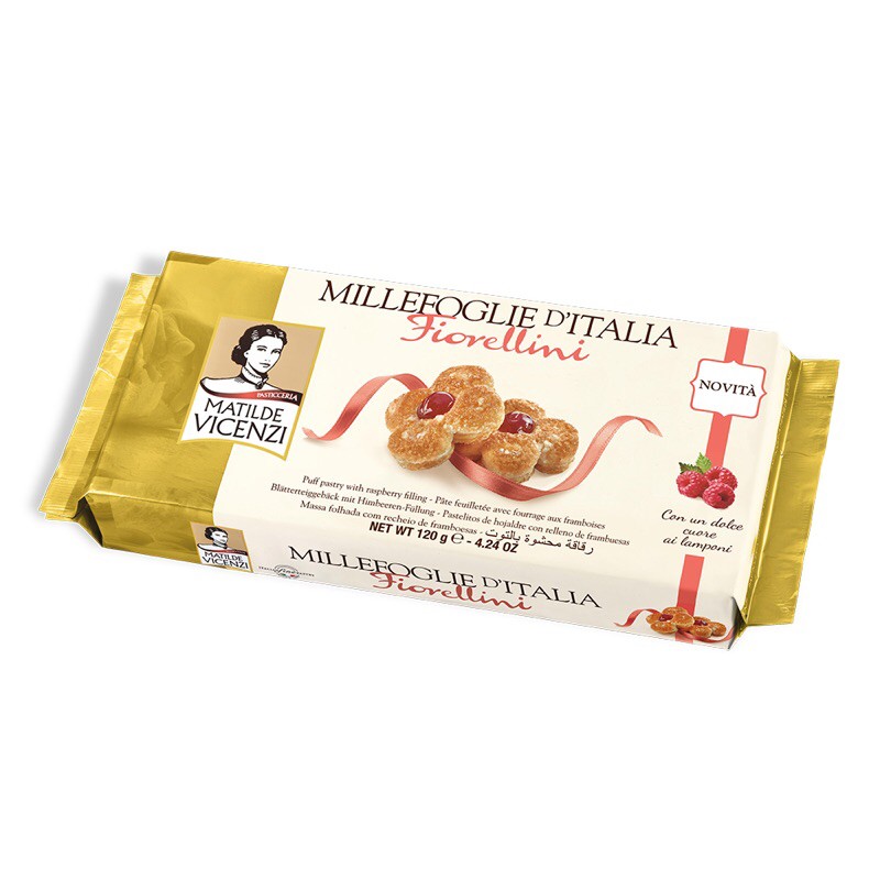 🇮🇹 MATILDE VICENZI Puff Pastry with Raspberry Filling 120g🍓 พัฟ หน้าราสเบอร์รี่ 🍓นำเข้าจากอิตาลี🥐