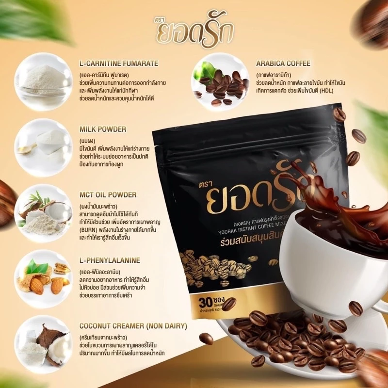 กาแฟยอดรักกาแฟเพื่อสุขภาพ คุมหิวได้ดีมาก1ห่อมี30ซอง thumbnail 10