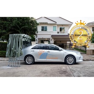 โรงจอดรถสำเร็จรูปพับเก็บได้ เต็นท์จอรถ CARSBRELLA รุ่น SUNSHINE A โครงสร้างโรงจอดรถสามารถ  ยืด หด และ พับ เก็บได้