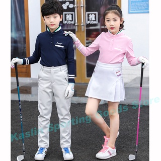 TTYGJ golf clothing, men, women, children, parent-child, long-sleeved ball jersey, T-shirt, striped stand-up collar, col