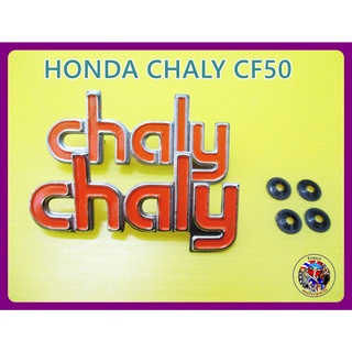 โลโก้ติดตัวถัง ชาลี สีส้ม - HONDA CHALY CF50 CF70 Legshield Logo Badge Emblem Amber