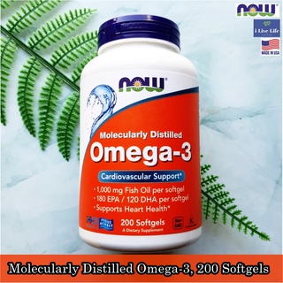 โอเมก้า 3 Molecularly Distilled Omega-3, 200 Softgels - Now Foods