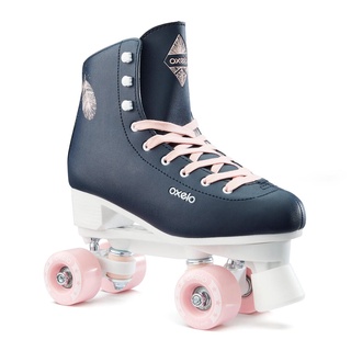 รองเท้าโรลเลอร์สเก็ตลีลา รองเท้าสเก็ตลีลา รองเท้าสเก็ต OXELO Kids Adult Artistic Roller Skating Quad Skates Navy Blue