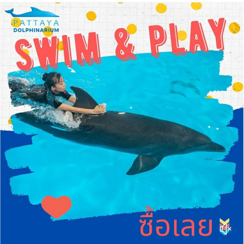 [e-ticket] Pattaya Dolphinarium บัตรว่ายน้ำกับโลมา หมดอายุ ก.พ.64