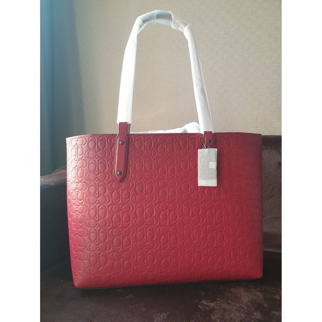 กระเป๋า Bolsa Coach Signature Large Tote 69652I สี Red Apple งาน Shop