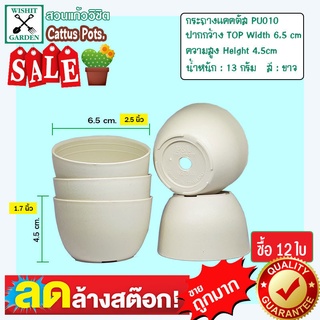 กระถาง PU010 ขนาด 2.5 นิ้ว สีขาว 12 ใบ กระถางกระบองเพชร กระถางปลูกต้นไม้ เนื้อพลาสติกแน่นหนาทนทาน ราคาถูก กระถางแคคตัส ก