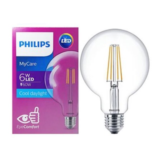 [พร้อมส่ง] HomeDoDee หลอด LED PHILIPS G120 CLASSIC CLEAR 6 วัตต์ COOLDAYLIGHT E27 หลอดไฟ LED