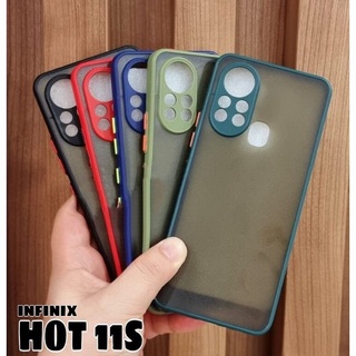 INFINIX HOT 11 11S เคสกันกระแทก เคสขอบสีหลังด้าน เคสหลังขุ่น ตรงรุ่น เคสINFINIX เคสขอบสี ส่งจากไทย