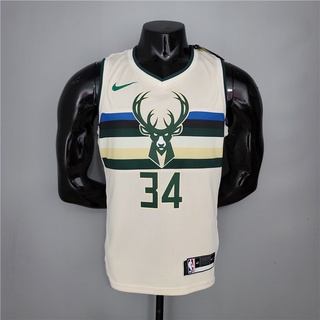 Antetokounmpo #34 เสื้อกีฬาบาสเก็ตบอล ผ้าเรยอน ลาย NBA Milwaukee Bucks