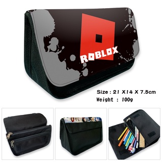 กระเป๋าดินสอ ผ้าแคนวาส ลายการ์ตูน Roblox Sandbox Game สีดํา เหมาะกับของขวัญ สําหรับเด็กนักเรียนผู้ชาย และเด็กผู้หญิง