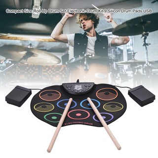 ⭐️NEW⭐️ กลองชุดอิเล็กทรอนิกส์ สีสันสดใส 9 แผ่น Portable Size Roll-Up Drum Set Electronic Drum Kit 9 Silicon Drum Pads