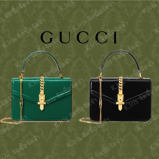 Gucci/ GG/ Sylvie 1969 series กระเป๋าถือหนังสิทธิบัตรขนาดเล็ก