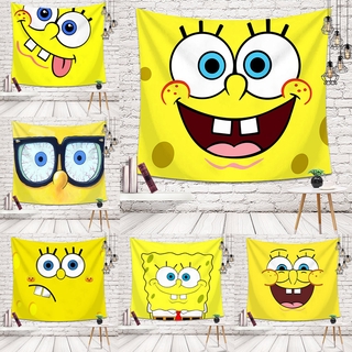 ผ้า Tapestry พิมพ์ลายการ์ตูน Spongebob 5 D ขนาด 150x130 / 150x200 สําหรับแขวนตกแต่ง