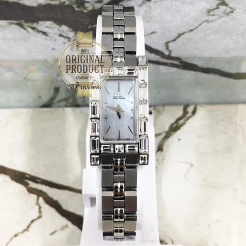 Citizen Eco-Drive Crystal Ladies Watch Stainless Strap รุ่น EG2606-56D - Silver