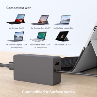 ⚡️ Surface Adapter 102W 15V 6.33A For Laptop / Book 2 / GO / PRO 3 4 5 6 7 X Model 1798 หัว 6 Pin พร้อมสายไฟ ประกัน 1 ปี