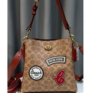 Coach Willow Bucket Bag In Signature Canvas With Patches