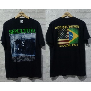 Sepultura Band เสื้อยืด - Refuse/Resist Chaos 1994 Builtup Premium