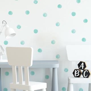 【Zooyoo】สติกเกอร์ติดผนัง Watercolor Green Wave Point Wall Sticker