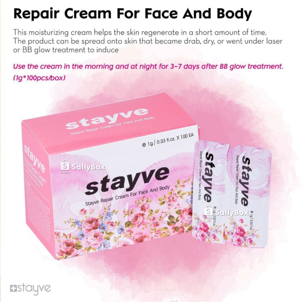 (ยกกล่องคุ้มๆ!) Stayve REPAIR CREAM (100ซอง/กล่อง) ครีมบำรุงผิวสำหรับคนทำทรีทเม้นท์ BBGlow
