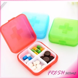 กล่องยา มินิ กล่องสีสันลูกกวาด หลายช่อง กล่องยาแบบพกพา Cross-packing pill box