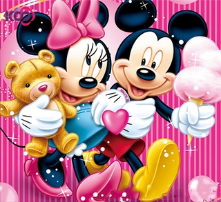 Ks ภาพการ์ตูน Mickey Love 5D DIY แบบปักเพชรจิตรกรรมตกแต่งบ้านขนาด 30X30 ซม.