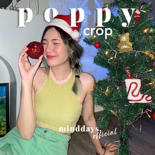 💗 md01💗poppy เสื้อครอปสายเดี่ยว ผ้าย่นเกาหลีสุดฮิต เสื้อครอป เสื้อเที่ยว เกาหลี