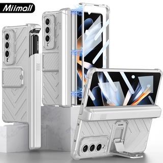 【Miimall Z Fold 4 Case】เคสโทรศัพท์มือถือ กระจกนิรภัย กันรอยหน้าจอ พร้อมบานพับแม่เหล็ก และช่องใส่ปากกาสไลด์ในตัว รวมทุกอย่าง สําหรับ Samsung Galaxy Z Fold 4 5G Z Fold 4