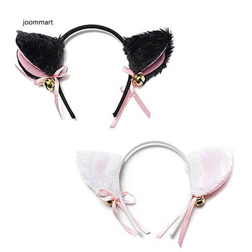 JM Cartoon Cat Fox Ears Headband พร้อม Bell Bow สําหรับอะนิเมะคอสเพลย์ปาร์ตี้เครื่องแต่งกาย
