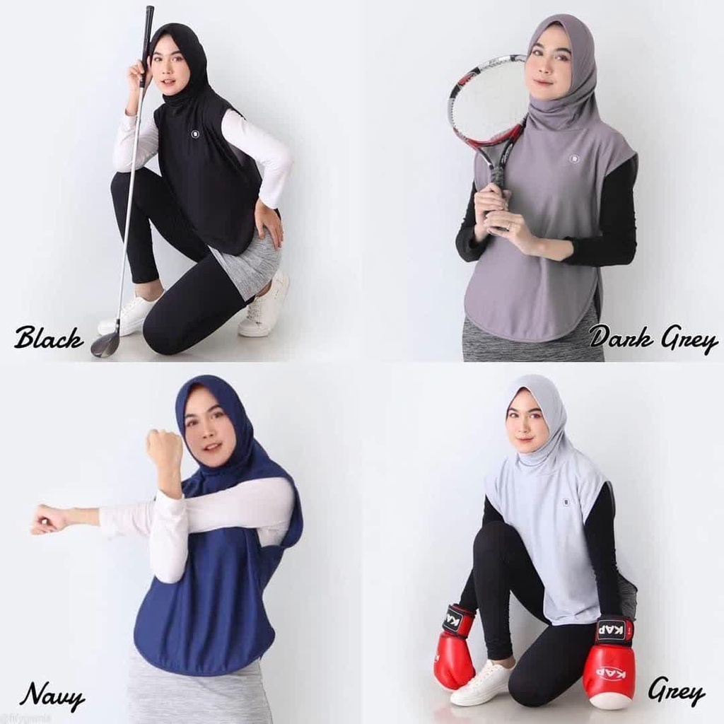 Dryfit Hijab Vest Sport Hijab Veil กีฬาจ๊อกกิ้งยิมนาสติกขี่จักรยาน ฮิญาบสําเร็จรูป