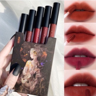 {พร้อมส่งจากไทย🇹🇭} Lipstick ลิป (ของแท้100%)ลิปสติก 5 สี เนื้อแมทติดทน กันน้ำ ไม่ติดแก้ว ของแท้100%💄