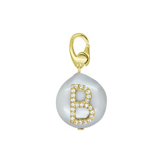 A.CEMI Initial Pearl Charm จี้มุก จี้เงินแท้ ชุบทอง 18K โรสโกลว์