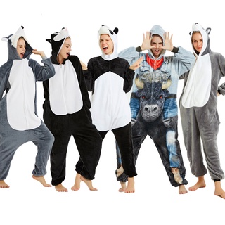 Kigurumi Direwolf Husky Rabbit Panda Onesies ชุดนอน จั๊มสูท คอสเพลย์ อนิเมะ สัตว์ สําหรับผู้หญิง ผู้ชาย