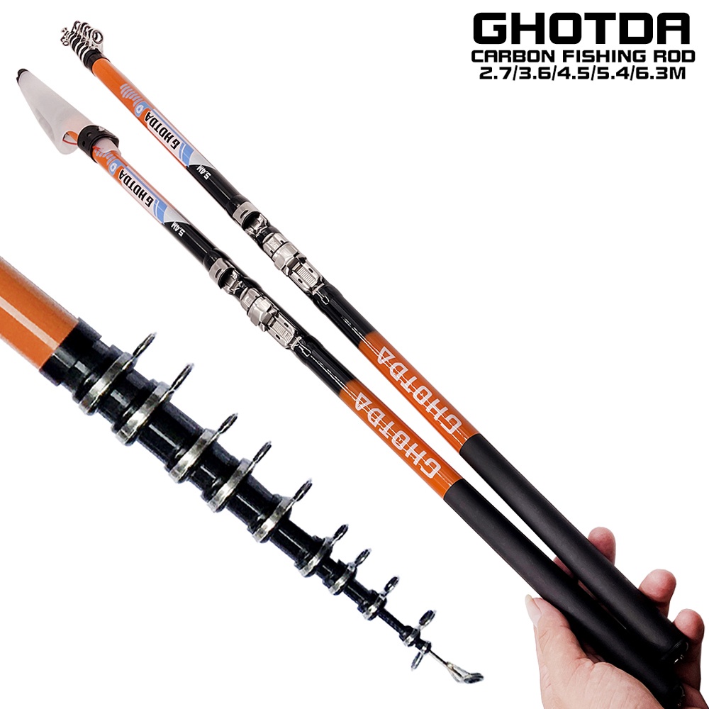 Ghotda คันเบ็ดตกปลา คาร์บอนไฟเบอร์ 5.4/6.3 เมตร ยืดไสลด์ได้ สําหรับคาร์พ เซิร์ฟ เดินทาง พร้อมคันให้อาหาร