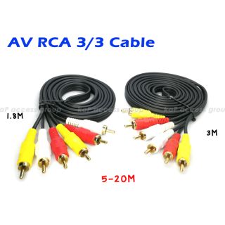 สายเอวี ภาพและเสียง AV 3ออก3 (RCA) เอวี ขาวเหลืองแดง เสียบทีวี กล่องดิจิตอล