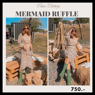 Mermaid Ruffle Dress (ไหล่เบี่ยง)💥ลด10%💥 [เดรสพร้อมส่ง] Chuu Clothing ✨