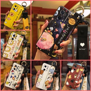 Soft Cover Phone Case For OPPO Find X5 For Woman Durable Wristband Silicone Fashion Design Cartoon Waterproof